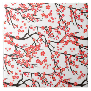 Carreau cool Japon motif floral céramique