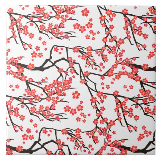 Carreau cool Japon motif floral céramique (Devant)