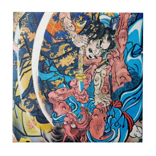 Carreau Cool oriental japonais Ancien combat de démon Samu (Devant)