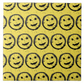 Carreau Cool Sardé Joyeux visage souriant motif jaune (Devant)