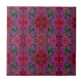 Carreau Cool Trippy Magenta, rouge et vert Motif vague (Devant)