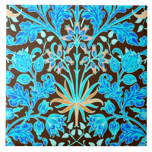 Carreau Copie, Aqua et brun de jacinthe de William Morris (Devant)