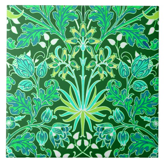 Carreau Copie de jacinthe de William Morris, vert vert (Devant)