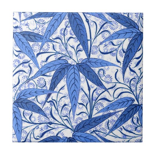 Carreau Copie de William Morris, bleu de cobalt et blanc (Devant)