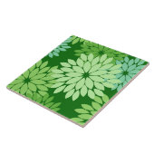 Carreau Copie florale moderne de kimono, vert de chaux (Côté)