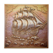Carreau Copper Metallic Iridescent Sailing Ship ID1223 (Devant)