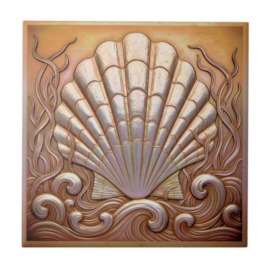 Carreau Copper Metallic Iridescent Scallop Shell D1223 (Devant)