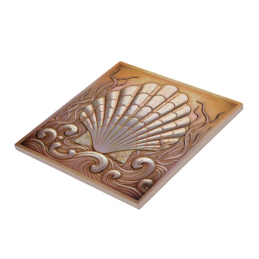 Carreau Copper Metallic Iridescent Scallop Shell ID1223 (Côté)