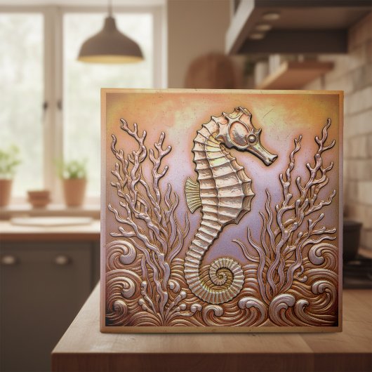 Carreau Copper Metallic Iridescent Seahorse ID1223