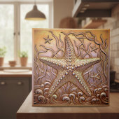 Carreau Copper Metallic Iridescent Starfish D1223