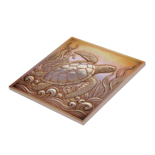Carreau Copper Metallic Iridescent Turtle D1223 (Côté)