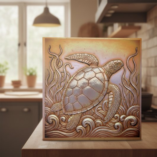 Carreau Copper Metallic Iridescent Turtle ID1223
