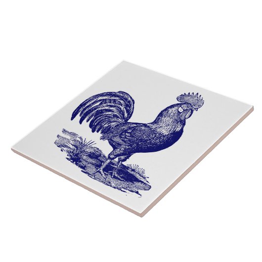 Carreau Coq bleu et blanc (Côté)