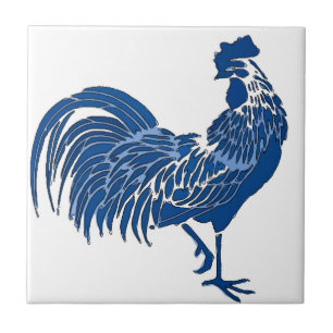 Carreau Coq, Bleu Hollandais Delft Look