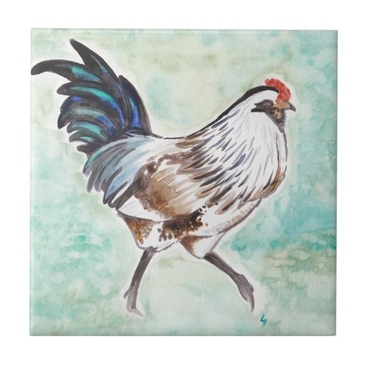 Carreau Coq de Pâques Egger d'aquarelle (Devant)