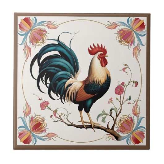 Carreau Coq en Fleur (Devant)