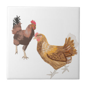 Carreau Coq et poule courants de brun
