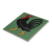 Carreau Coq noir avec peigne rouge (Côté)