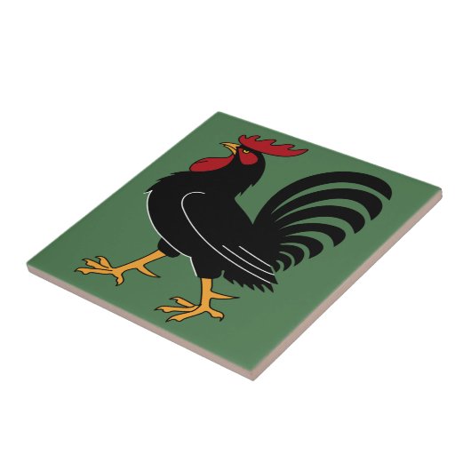 Carreau Coq noir avec peigne rouge (Côté)