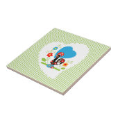 Carreau Coq portugais avec pois vert clair. (Côté)