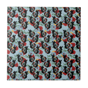 Carreau Coqs Motif Floral Mexicain