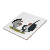 Carreau Coqs nains de Serama (Côté)