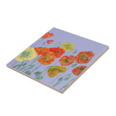 Carreau Coquelicot Rouge Orange Fleur Aquarelle Violet (Côté)