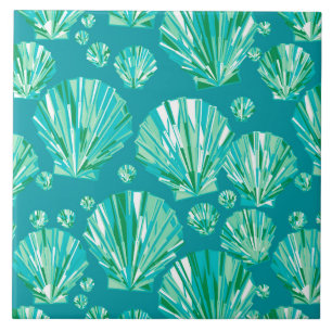 Carreau Coques de mer turquoise, aqua et turquoise