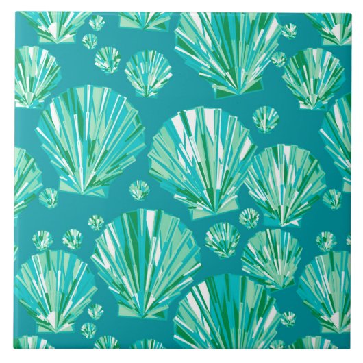 Carreau Coques de mer turquoise, aqua et turquoise (Devant)