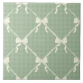 Carreau Coquette Bows Gingham Pattern Cream Sage Green (Devant)