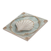 Carreau Coquillage Art Nouveau Faux Relief Mint Bleu & Or (Côté)