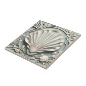 Carreau Coquillage blanc Art Nouveau Faux Relief Mint (Côté)