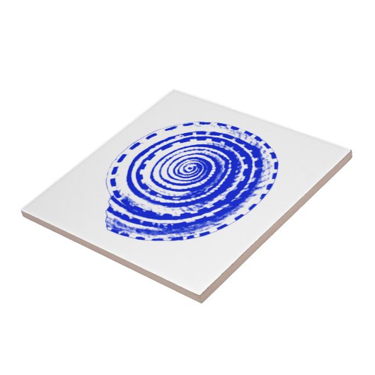 Carreau Coquillage - bleu cobalt et blanc (Côté)