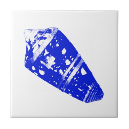 Carreau Coquillage - bleu cobalt et blanc (Devant)