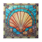 Carreau Coquillage bleu orange Verre (Devant)