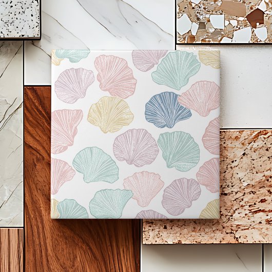 Carreau Coquillage coloré moderne Motif côtier Pastel