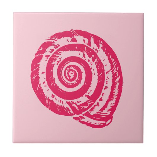 Carreau Coquillage spiral, rose corail et rose Fuchsia (Devant)
