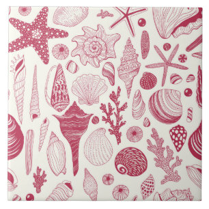 Carreau Coquillages à Viva Magenta - Couleur de l'année 20