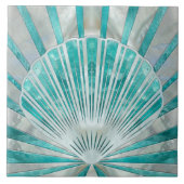 Carreau Coquillages Art déco - Aquamarine et Pearl (Devant)