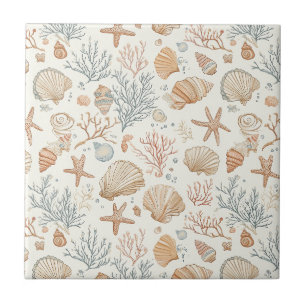 Carreau Coquillages et coraux botaniques côtiers doux