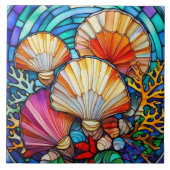 Carreau Coquillages sous-marins et coraux vitraux (Devant)