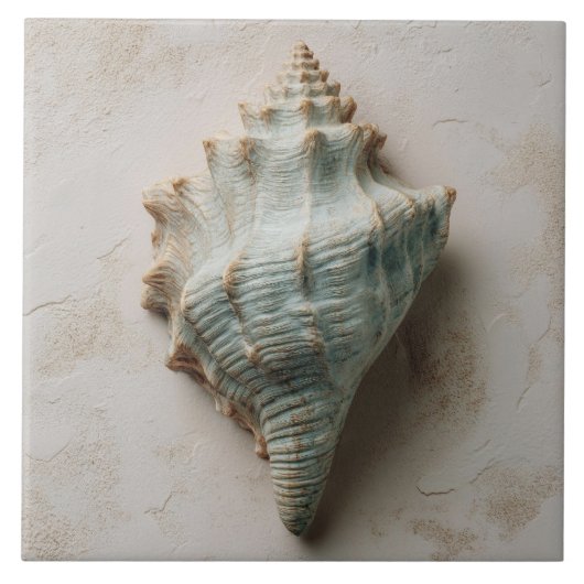 Carreau Coquille de Conque Côtière Aqua et Sable (Devant)