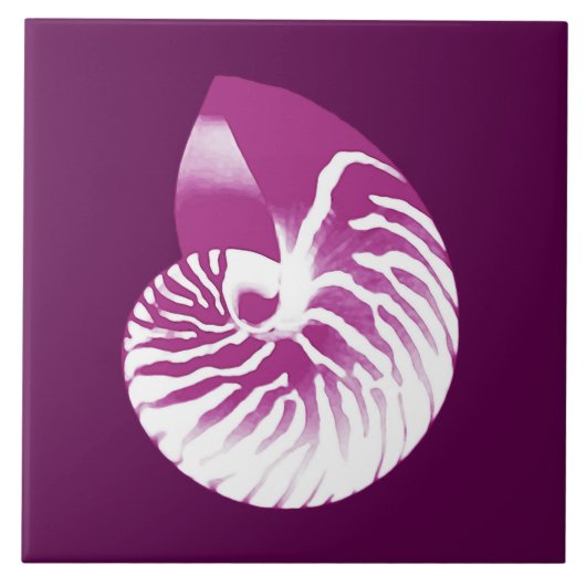 Carreau Coquille de Nautilus - aubergine violet et blanc (Devant)