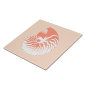 Carreau Coquille de Nautilus - corail orange et blanc (Côté)