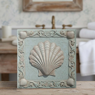 Carreau Coquille Saint-Jacques Trompe L'oeil Vie Marine ID