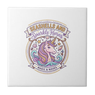 Carreau Coquilles de licorne et cornes scintillantes POD P