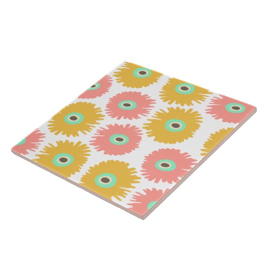 Carreau Corail Abstrait Florales de carnation jaune (Côté)