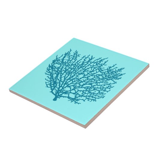 Carreau Corail de ventilateur Impression, Turquoise sur un (Côté)