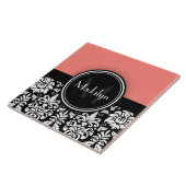 Carreau Corail noir blanc Damas Monogramme (Côté)