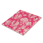 Carreau Corail profond et coquilles de mer rose pastel (Côté)